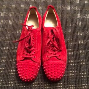 Men’s Louboutin red suede sneakers